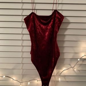 Red velvet body suit
